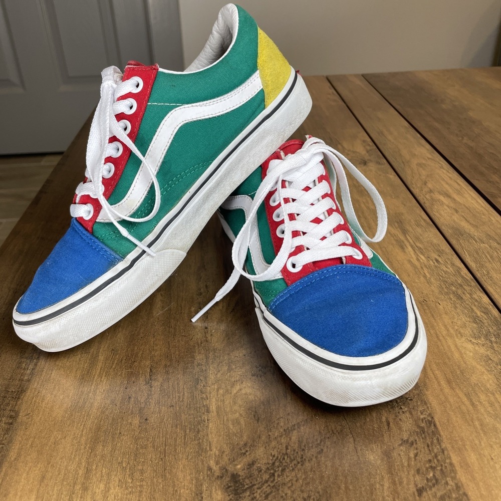 Vans Unisex M6.5 W8 Old Skool Primary Colorblock Canvas Suede Sneakers